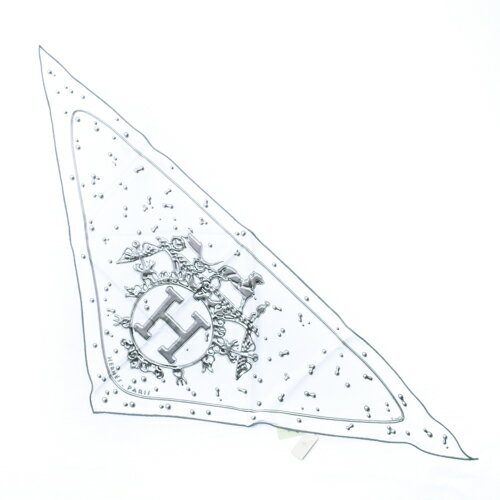 未使用 エルメス HERMES スカーフ シルク ポワンテュ ポワントゥ VIF ARGENT 銀のしずく ロザンジュ バンダナ 三角 トライアングル レディース メンズ 白 アイボリー ホワイト tkh310のサムネイル