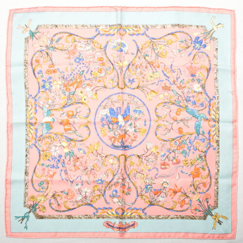 【未使用】 エルメス HERMES スカーフ カレ45 プチカレ シルク PIERRES D' ORIENT ET D' OCCIDENT 東洋の石と西洋の石細工 バンダナ レディース メンズ ユニセックス ピンク ブルー マルチカラー tkh705のサムネイル