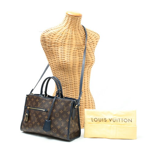 ルイヴィトン LOUIS VUITTON ポパンクールPM モノグラム レザー ハンドバッグ N43434 2WAYバッグ レディース ブラウン / マリーヌルージュ (ネイビー) 美品 中古 e098