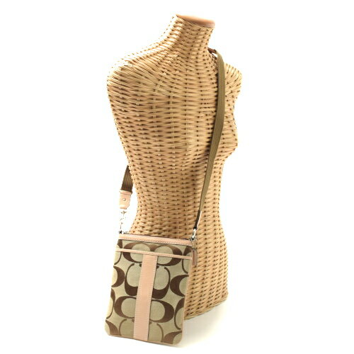 コーチ COACH ショルダーバッグ シグネチャー レザー 肩掛け 斜めかけ ポシェット レディース メンズ 茶 ベージュ ブラウン tkch1026 【極美品】