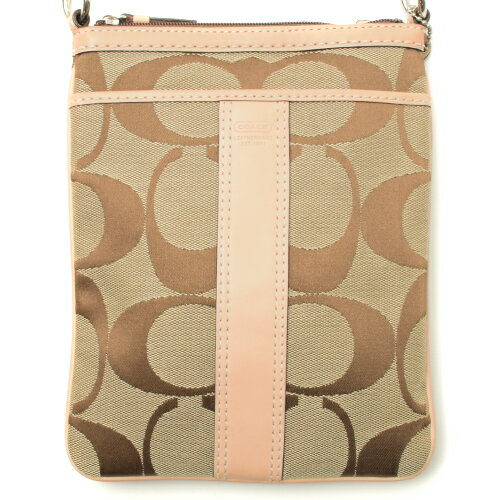 コーチ COACH ショルダーバッグ シグネチャー レザー 肩掛け 斜めかけ ポシェット レディース メンズ 茶 ベージュ ブラウン tkch1026 【極美品】