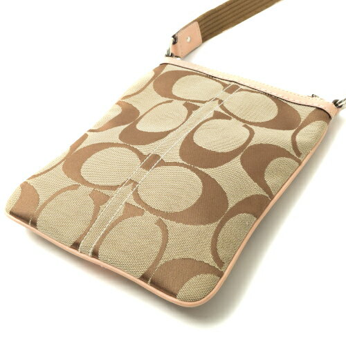 コーチ COACH ショルダーバッグ シグネチャー レザー 肩掛け 斜めかけ ポシェット レディース メンズ 茶 ベージュ ブラウン tkch1026 【極美品】