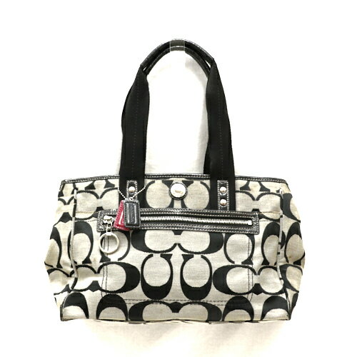 コーチ COACH デイジー トートバッグ F14878 シグネチャー レザー キャンバス 肩掛け レディース メンズ 黒 グレー ブラック tk1601 【中古】