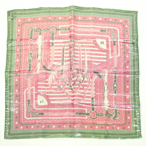 エルメス HERMES スカーフ カレ70 シルク メタリックファイバー ラメ COACHING ディスココーチング ベルト ショール レディース ピンク / グリーン / シルバー maa14016 【極美品】のサムネイル