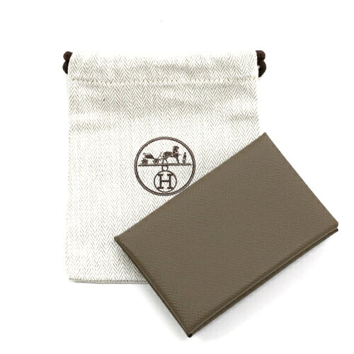 エルメス HERMES カルヴィ エプソン Y刻印 S金具 カードケース 名刺入れ ミニウォレット レザー レディース メンズ エトゥープ (ライトブラウン) 新品同様 中古 mab13003のサムネイル