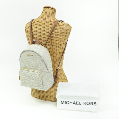 未使用 マイケルコース MICHAEL KORS エリン ミディアム バックパック レザー PVC リュック MKマーク アウトレット レディース ホワイト / ブラウン mac31059のサムネイル