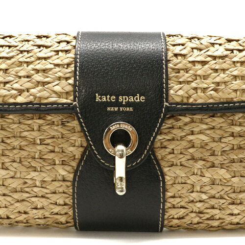 ケイトスペード KATE SPADE クラッチバッグ ストロー素材 レザー かごバッグ 13296 レディース ナチュラル (ベージュ) / ブラック 中古 maf01625