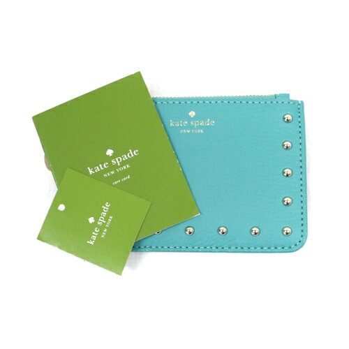 ケイトスペード Kate Spade ビッツィー サンダース プレイス レザー パスケース WLRU4918 スタッズ カードケース レディース エメラルドグリーン 新品同様 中古 maf10006