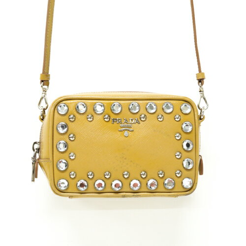 【Bランク】 プラダ PRADA ショルダーバッグ パテント 1N1674 ポシェット ビジュー...