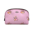 コーチ COACH フローラル コスメティック ポーチ レザー 22839 花柄 小物入れ レディース ピンク 美品 中古 mag07574