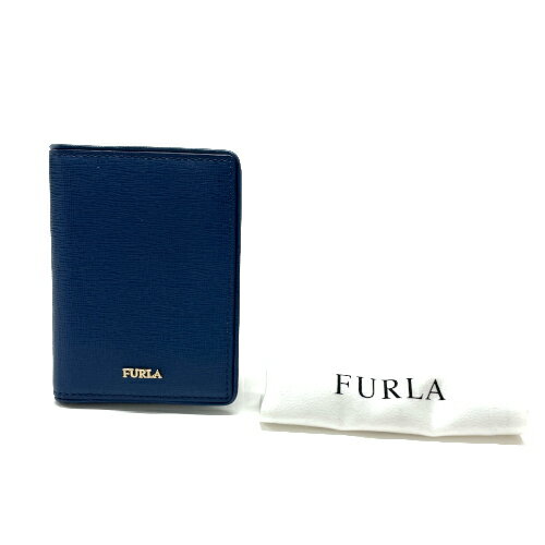 FURLA カードケース レザー PVC パスケース マルチケース レディース メンズ ブルー 美品 中古 mag07525