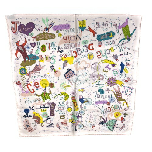 エルメス HERMES スカーフ カレ45 プチカレ シルク Les Confessions 告白 馬 うさぎ ショール レディース メンズ ピンク / マルチカラー 【新品同様】 mah01032のサムネイル