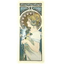 アルフォンス・ミュシャ 羽根 シルクスクリーン 版画 壁画 アート インテリア 壁掛け ヴィンテージ 新品同様 中古 mah12016