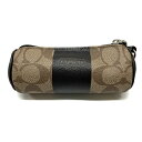コーチ COACH ポーチ レザー PVC シグネチャー ゴルフボール入れ マルチポーチ ボールケース ギフト ユニセックス ベージュ / ダークブラウン 美品...