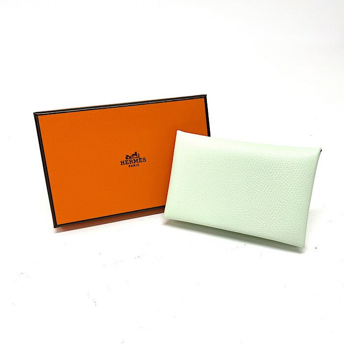エルメス HERMES カルヴィ エプソン S金具 U刻印 カードケース レザー 名刺入れ レディース メンズ ヴェールフィズ (ライトグリーン) 【新品同様】 mai07002のサムネイル