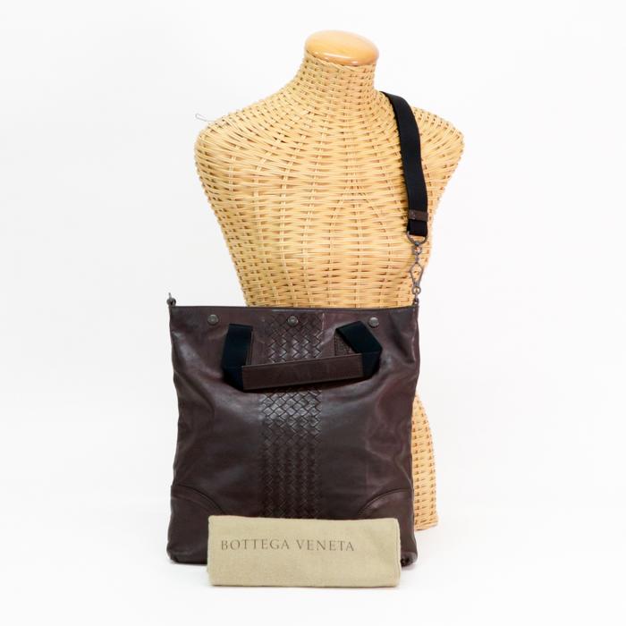 ボッテガ ヴェネタ BOTTEGA VENETA トートバッグ レザー イントレチャート 273312 2wayバッグ ショルダー メンズ レディース ブラウン 中古 maj01056