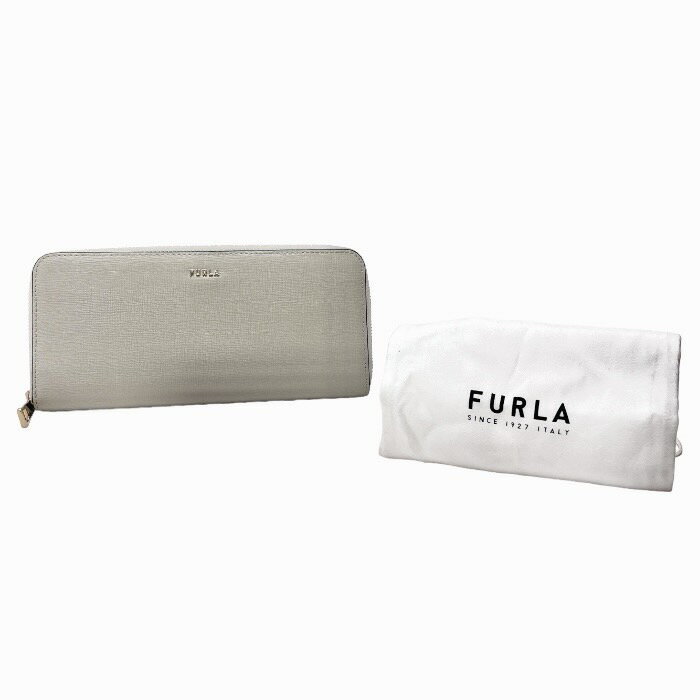 フルラ FURLA バビロン レザー PVC 長財布ラウンドファスナー ゴールド金具 ロングウォレット 札入れ レディース グレージュ 中古 mal01005