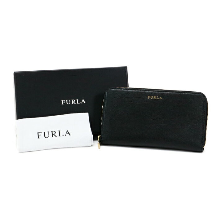 フルラ FURLA 長財布 レザー ラウンドファスナー ジップアラウンドウォレット レディース ブラック 中古 mam01016