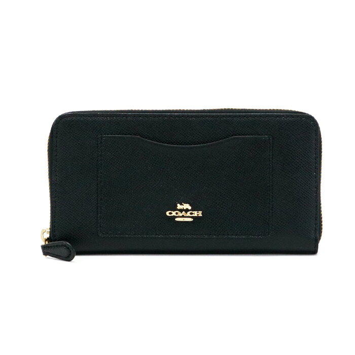 コーチ COACH アコーディオン ジップアラウンド ウォレット レザー 長財布 ラウンドファスナー F54007 レディース メンズ ブラック 中古 mam01084