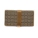 コーチ COACH 長財布 レザー キャンバス 二つ折り財布 ミニシグネチャー レディース メンズ ベージュ / ブラウン 中古 mam22023