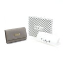 フルラ FURLA バビロン 6連キーケース レザー PVC キーホルダー キーリング レディース グレー 美品 中古 man12022