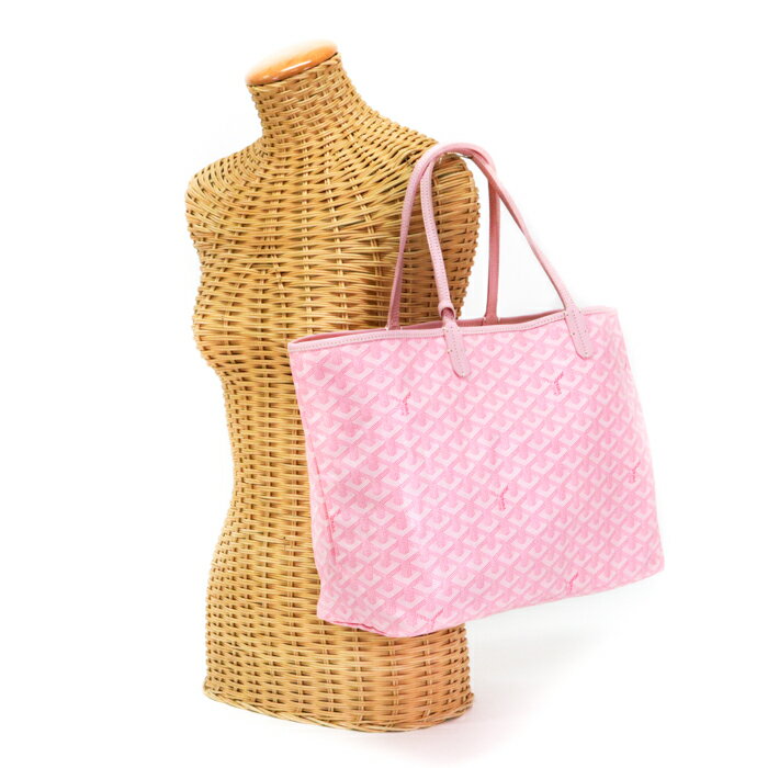 ゴヤール GOYARD サンルイPM ゴヤールディンキャンバス (レザー / PVC) / シュヴロッシュカーフスキン (レザー) ヘリンボーン SUT020081 トートバッグ 肩掛け ハンドバッグ レディース ピンク 中古 mao19013のサムネイル