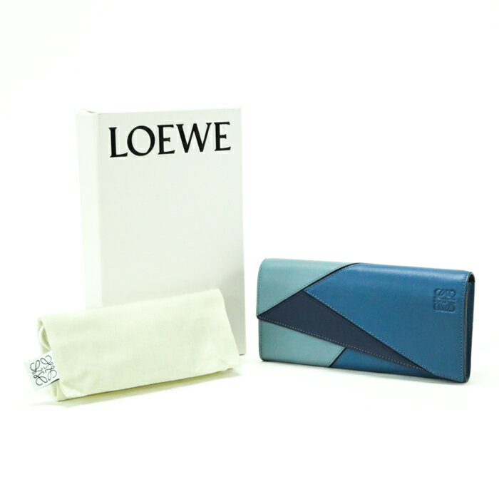 ロエベ LOEWE パズル フラップウォレット レザー 122.30DT80.5086 長財布 かぶせ蓋 コンチネンタルウォレット ロングウォレット メンズ レディース ブルーマルチトーン (ブルー / ネイビー / ライトブルー) 中古 map15021のサムネイル