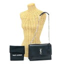 サンローラン SAINT LAURENT サンセット ミディアム スムースレザー YSL金具 カサンドラ 442906 チェーンショルダー バッグ ショルダーバッグ クロスボディ 斜め掛け 肩掛け 2WAYバッグ ハンドバッグ レディース ブラック 美品 中古 mar26004