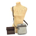 グッチ GUCCI ショルダーバッグ GGスプリーム (PVC / レザー) 233268 クロスボディ 斜め掛け 肩掛け ポシェット レディース メンズ ベージュ / ブラウン 中古 mar26002