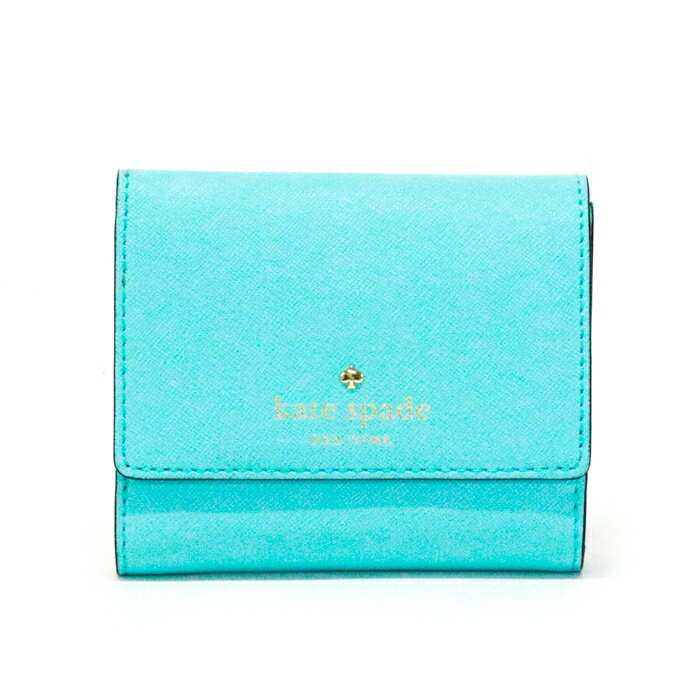 ケイトスペード Kate Spade シダーストリート タビー PVC / レザー PWRU4448 二つ折り財布 コンパクトウォレット ミニ財布 レディース ライトブルー 中古 mat25010