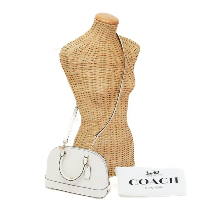 コーチ COACH ミニ シエラ サッチェル 2WAYバッグ クロスグレイン レザー F27591 ハンドバッグ ミニボストンバッグ 肩掛け 斜め掛け レディース チョーク (アイボリー) 美品 中古 mau22004