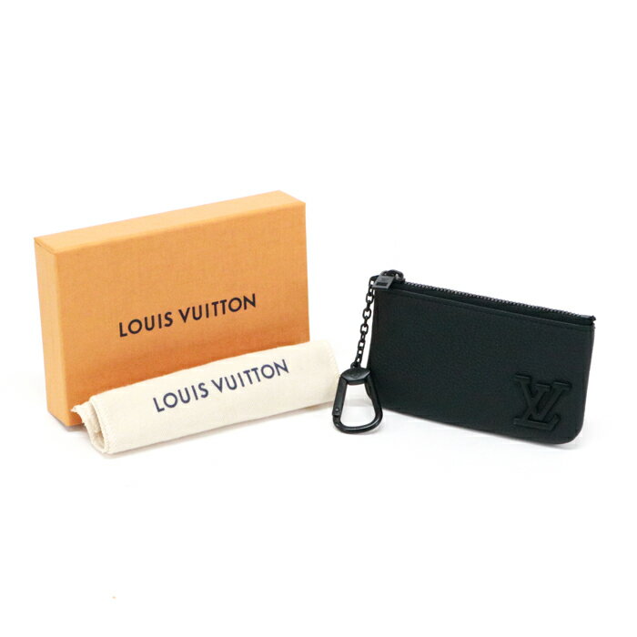 ルイヴィトン LOUIS VUITTON ポシェット クレ アエログラム (レザー) M81031 コインケース キーケース キーチェーン付き 小物入れ メンズ レディース ブラック 美品 中古 maw29015