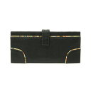 ポールスミス Paul Smith スリム エンベロープ ウォレット レザー マルチストライプ 長財布 ロングウォレット 札入れ カードケース コインケース メンズ レディース ブラック 中古 maw31010