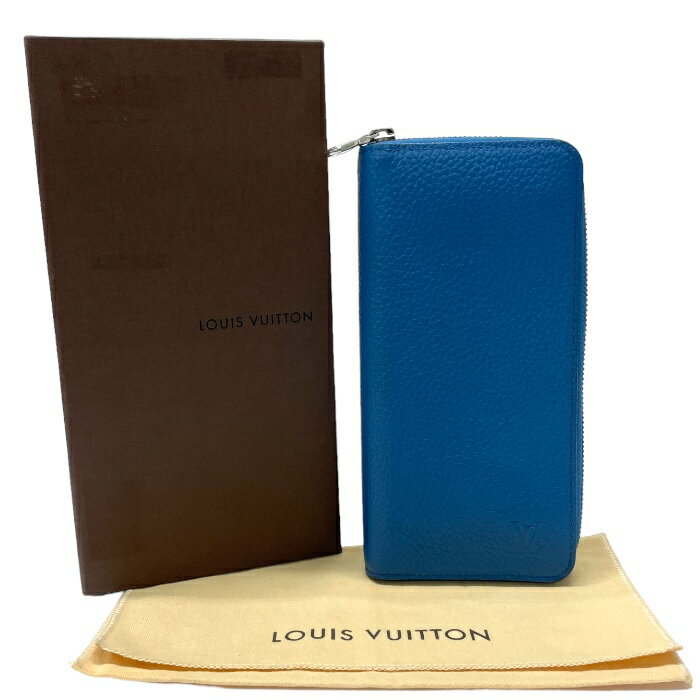 ルイヴィトン LOUIS VUITTON ジッピーウォレット ヴェルティカル トリヨンレザー M52856 長財布 ラウンドファスナー ロングウォレット メンズ ブルー 美品 中古 mab10004