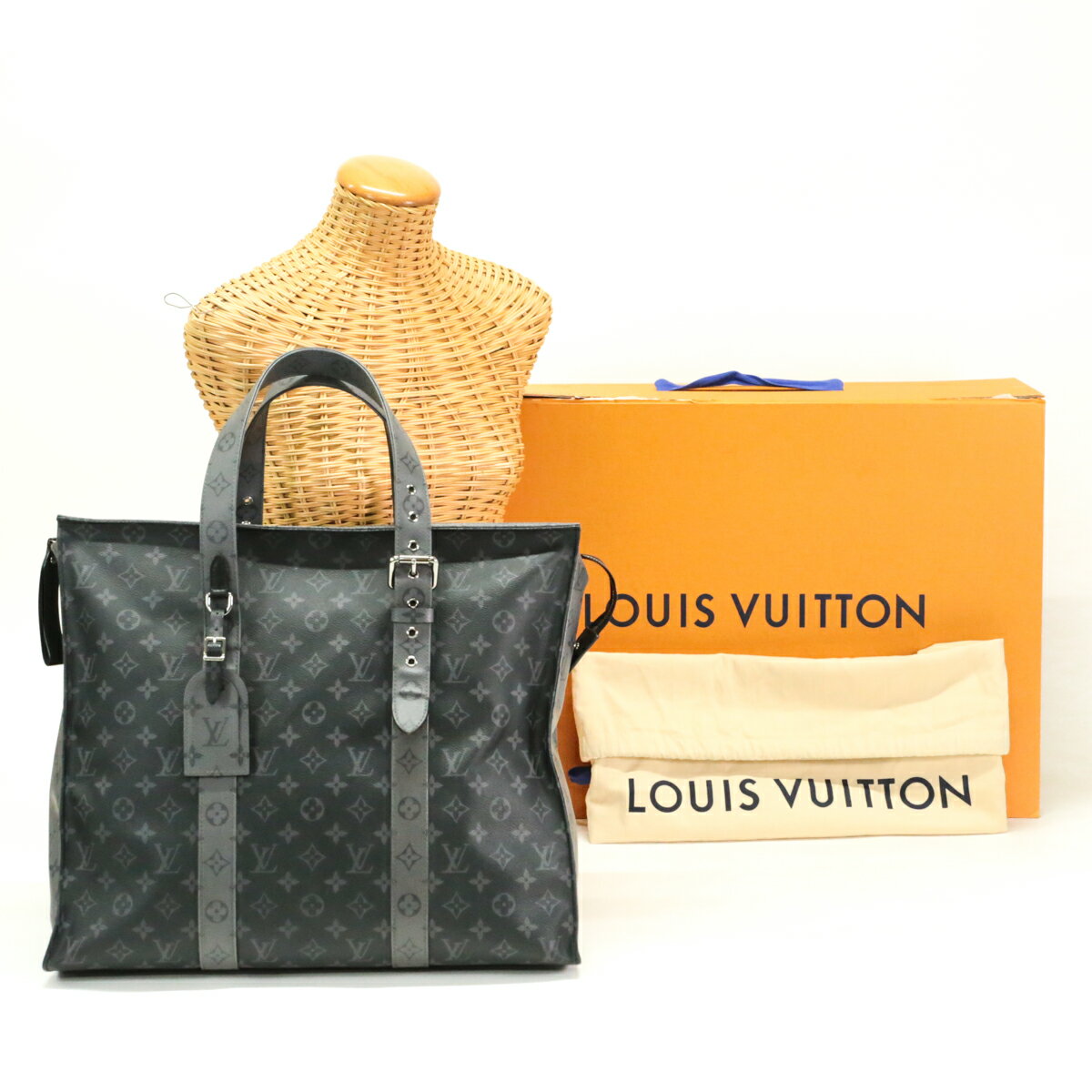 ルイヴィトン LOUIS VUITTON カバ ジップ GM モノグラムエクリプス リバース (PVC / レザー) M45379 トートバッグ 肩掛け トラベルバッグ ビジネスバッグ 大型かばん メンズ レディース ブラック / グレー 中古 max07015