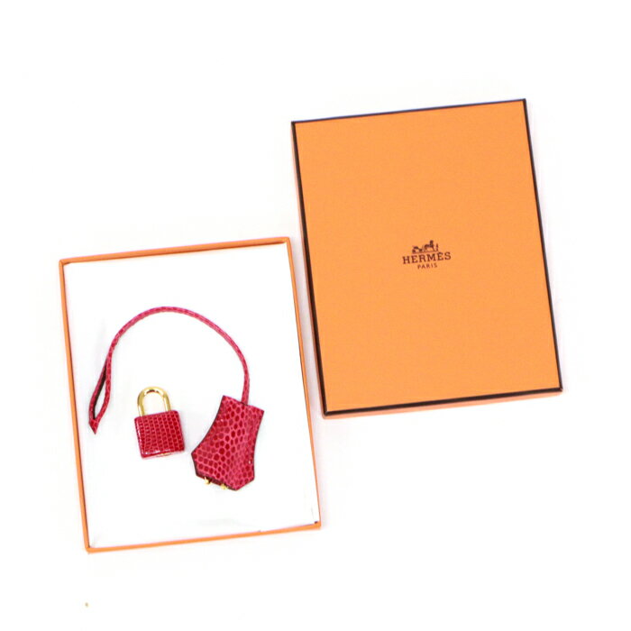 楽天p.o.s.h. Online Store 楽天市場店エルメス HERMES クロシェット カデナ キー×2 セット リザード （レザー） エキゾチックレザー GD金具 鍵 カギ アクセサリー 付属品 レディース ルージュモワイヤン （レッド） 美品 中古 max21006