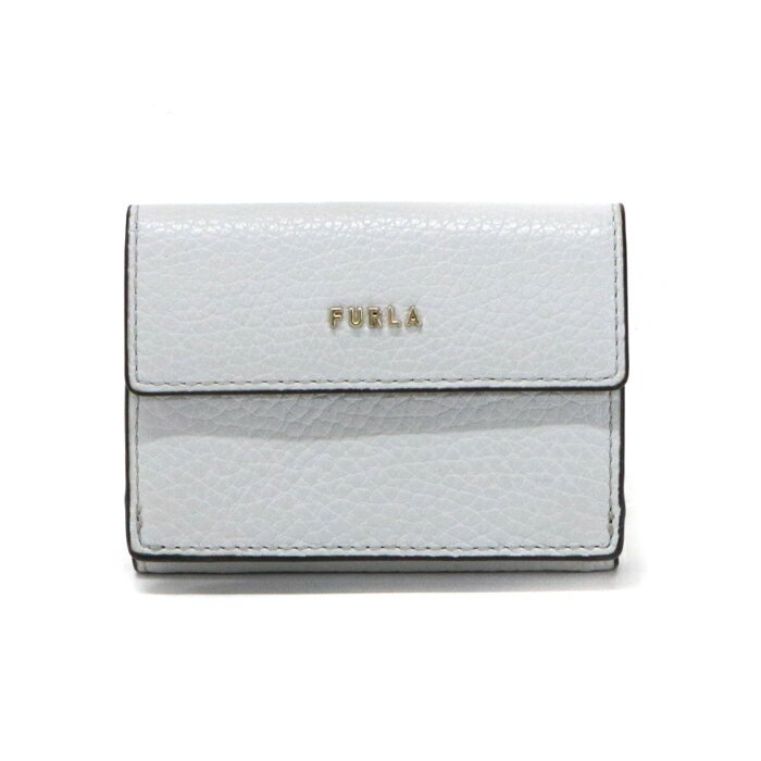 【Aランク】 フルラ FURLA バビロン (BABYLON) S ミニ グレインカーフスキン (レザー) PCY9UNO 三つ折り財布 スモールウォレット コンパクトウォレット ミニ財布 コインケース レディース メンズ ライトグレー 正規品 美品 中古 may06004