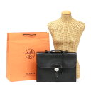 エルメス HERMES サックアデペッシュ38 シェーブルコロマンデル (レザー) SV金具 □A刻印 1997年 ブリーフケース ビジネスバッグ トラベルバッグ 書類かばん メンズ カカオ (ブラウン) 中古 may07006