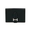 エルメス HERMES ベアン ミニ カードケース エプソン (レザー) SV金具 □J刻印 2006年 カード入れ 二つ折り 名刺入れ パスケース ミニ財布 H金具 レディース メンズ ノワール (ブラック) 中古 maz18007