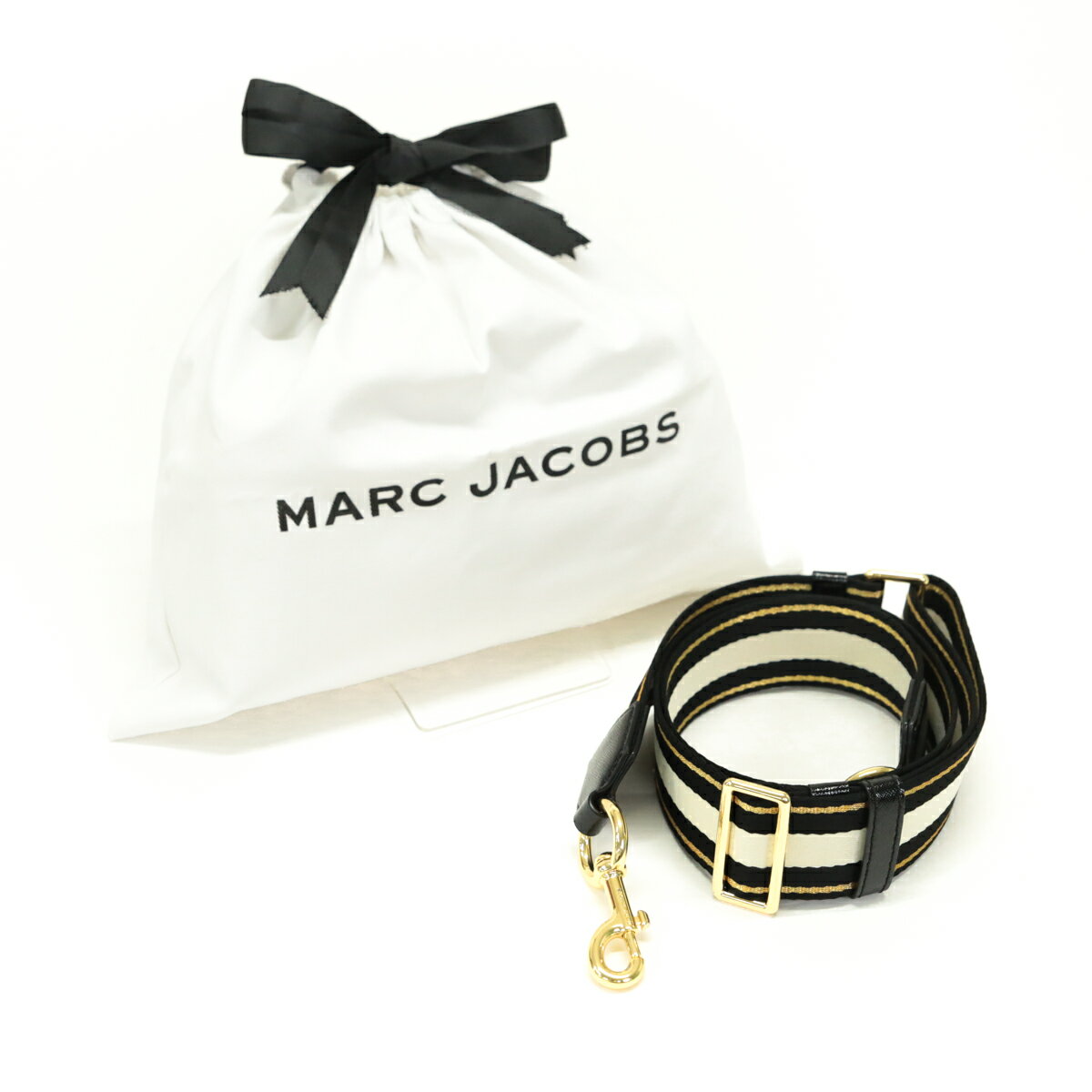 マークジェイコブス MARC JACOBS ショルダーストラップ キャンバス / サフィアーノ (レザー) スナップショット用 ストラップ バッグアクセサリー 交換用 付属品 レディース ブラック / ホワイト / ゴールド 中古 mba01006