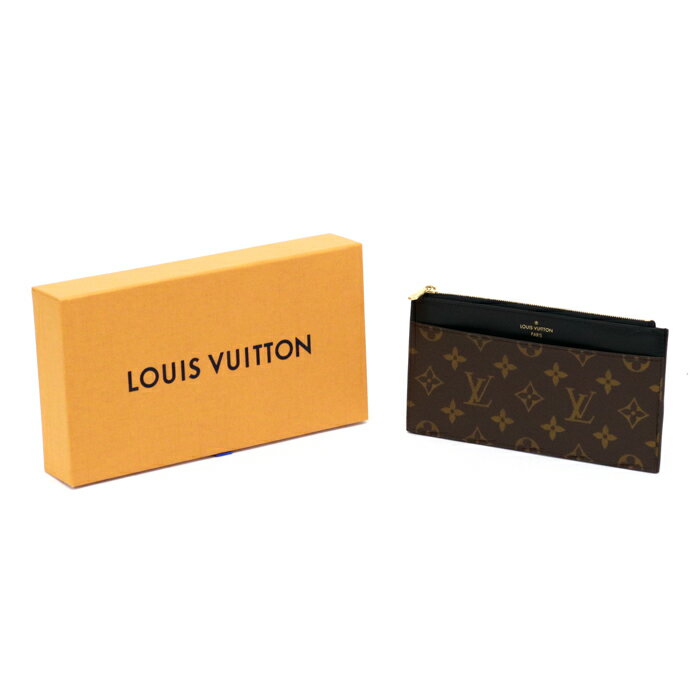 ルイヴィトン LOUIS VUITTON スリム パース モノグラム (PVC / レザー) M80348 コインケース カードケース 長財布 スリムウォレット ロングウォレット レディース メンズ ブラウン / ブラック 中古 mba10005