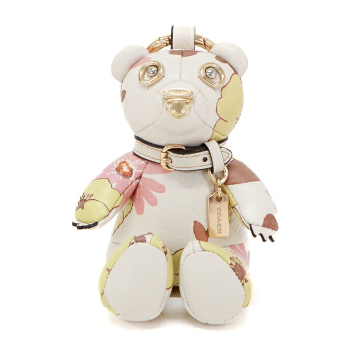 コーチ COACH ベア バッグ チャーム フローラル クラスター プリント リファインド ペブル レザー 花柄 CH854 クマ キーホルダー キーリング チャーム アクセサリー レディース メンズ チョークマルチ (アイボリー / マルチカラー) / ゴールド 美品 中古 mbb12015のサムネイル