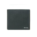 【Sランク】 ポールスミス Paul Smith ビルフォールド コイン ウォレット カウレザー マルチストライプ M1A 4833X 二つ折り財布 コンパクトウォレット ミディアムウォレット メンズ レディース ブラック / ミントグリーン 新品同様 中古 mbf23001