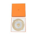 【Aランク】 エルメス HERMES モザイク ヴァンキャトル デザートプレート 陶磁器 中皿 洋食器 メンズ レディース ゴールド / ホワイト 美品 中古 ...
