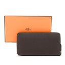 【Sランク】 エルメス HERMES アザップ ロング シルクイン エバーカラー (レザー) SV金具 W刻印 2024年 長財布 ラウンドファスナー モカ (...