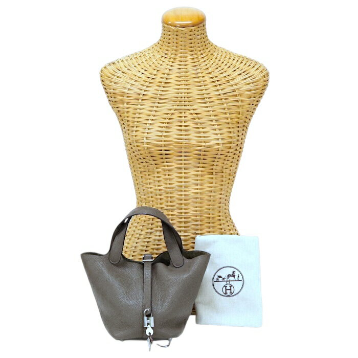 【ABランク】 エルメス HERMES ピコタン ロック PM 18 トリヨンクレマンス (レザー) SV金具 C刻印 2018年 ハンドバッグ 手提げかばん トートバッグ レディース グリエタン (グレージュ) 正規品 中古 mbl16002
