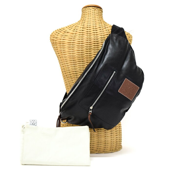 【ABランク】 ロエベ LOEWE パフィー ベルトパック XL レザー アナグラム B687C60X01 ボディバッグ クロスボディ ショルダーバッグ ベルトバッグ スリングバッグ バムバッグ メンズ ブラック / ブラウン 正規品 中古 mbm14009