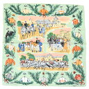 【Sランク】 エルメス HERMES スカーフ カレ 45 ガヴロッシュ プチカレ シルク 100% CHANTILLY / 競馬場 ミニスカーフ バンダナ ショール ハンカチ 馬柄 レディース メンズ グリーン / ライトグリーン / マルチカラー 正規品 新品同様 中古 mbq03001