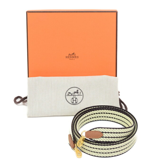 【Nランク】 エルメス HERMES バンドリエール サングル コルタージュ ミニ専用 25mm 105cm トワル / スイフト (レザー) GD金具 W刻印 (2024年) プルノワール (パープル) / ジョーヌミルトン (イエロー) / ゴールド 正規品 未使用 展示品 中古 mbv26017