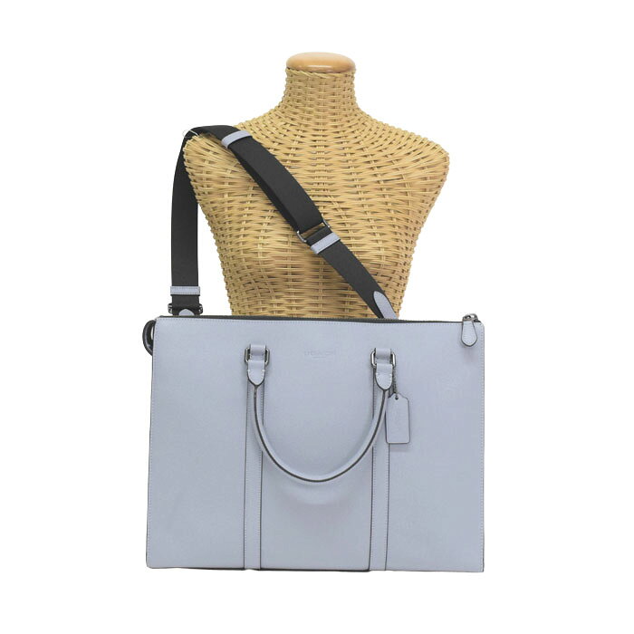 Rakuten - 【SAランク】 コーチ COACH グラハム ジップ ブリーフ クロスグレイン レザー CE439 ブリーフケース ビジネスバッグ 2WAYバッグ レディース メンズ ライトブルー 正規品 極美品 中古 mbx08004